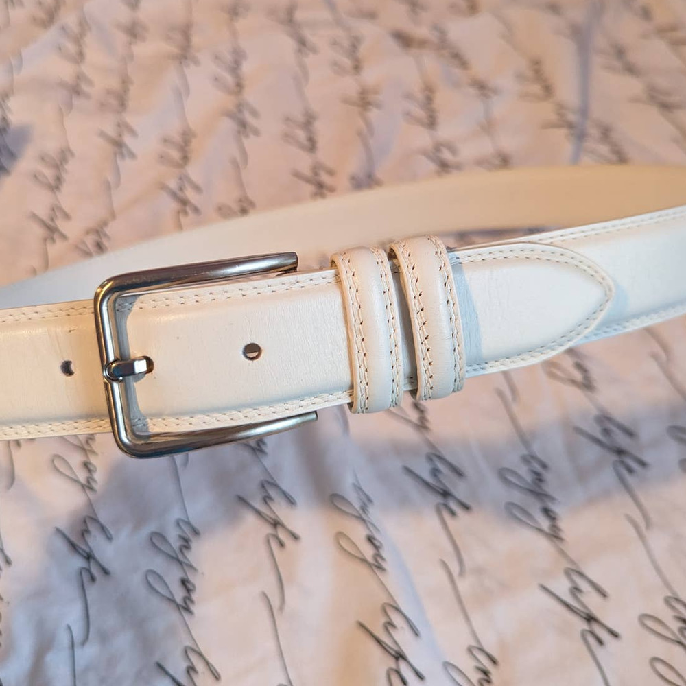 Stacy Adams Men's 36 Inch Belt White Genuine Leather